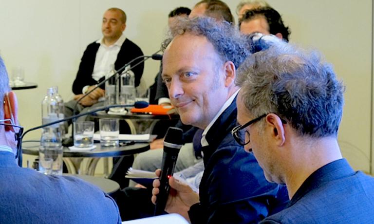 Moreno Cedroni during the meeting in June 2013 in Rome, between a dozen Italian chefs and the Minister of Culture at the time, Massimo Bray